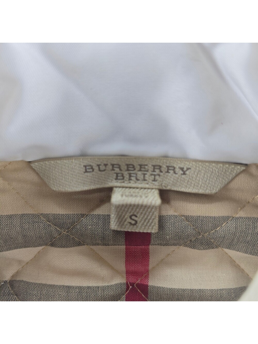 Burberry Brit Women's White Quilted Jacket Nova Check Lined Zip Front Size S - Picture 4 of 9